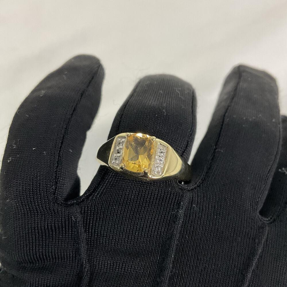 NEW CITRINE CZ GOLD PLATED STERLING SILVER RING SZ 11